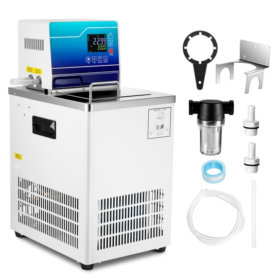 INDEEDING Lab Low Temperature Recirculating Chiller Circulator, 6L Cooling Liquid Bath Machine, Temperature Range -20°C to 100°C Laboratory Water Chilling Equipment, US Plug
