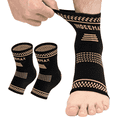 thumbnail image 1 of INDEEMAx Copper Ankle Brace for women Men, copper Infused Ankle compression Support Sleeve for Planta Fascitis, sprained Ankle, Footbal. Running, Daytime or Night use (L), 1 of 5