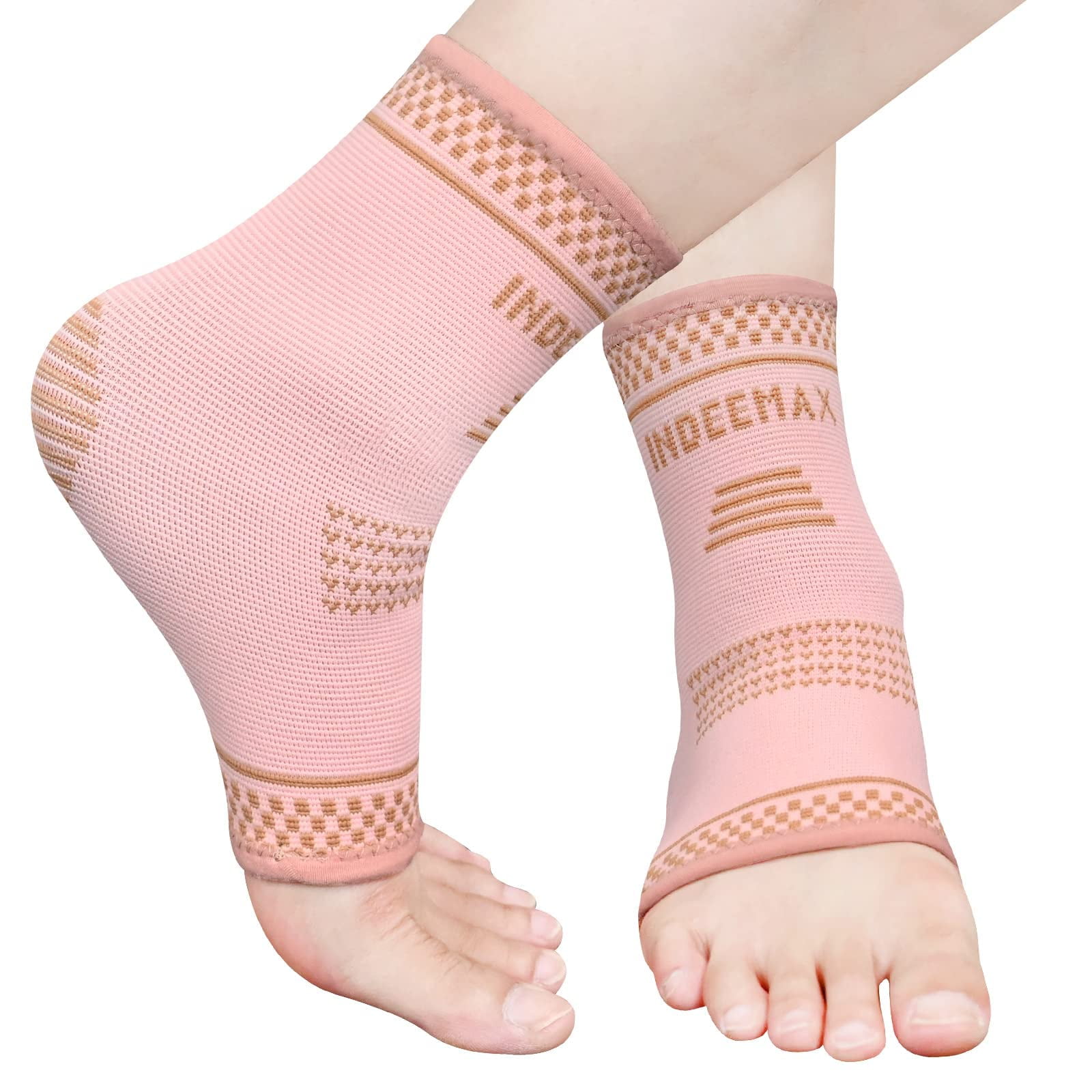 INDEEMAX Copper Ankle Brace for Women Men, Left and Right Foot Compression Support Sleeve Ankle
