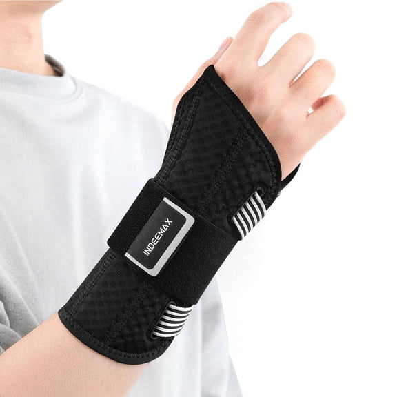 INDEEMAX Copper Carpal Tunnel Wrist Brace,Breathable Wrist Support for Women and Men,Adjustable Wrist Support Splint for Tendonitis,Sprain,Arthritis,Pain Relief (Grey/Black,L/XL)