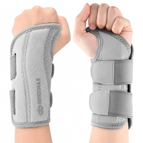 INDEEMAX Copper Carpal Tunnel Wrist Brace, Adjustable Support Splint for Night Sleep & Work, Left Hand, Gray, L/XL