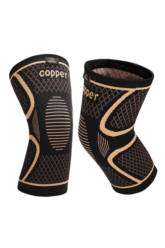 Copper Knee Brace for Women Men 2 Pack, Knee Compression Sleeve for Knee Pain, Arthritis, Running,Sports and Recovery Support, M