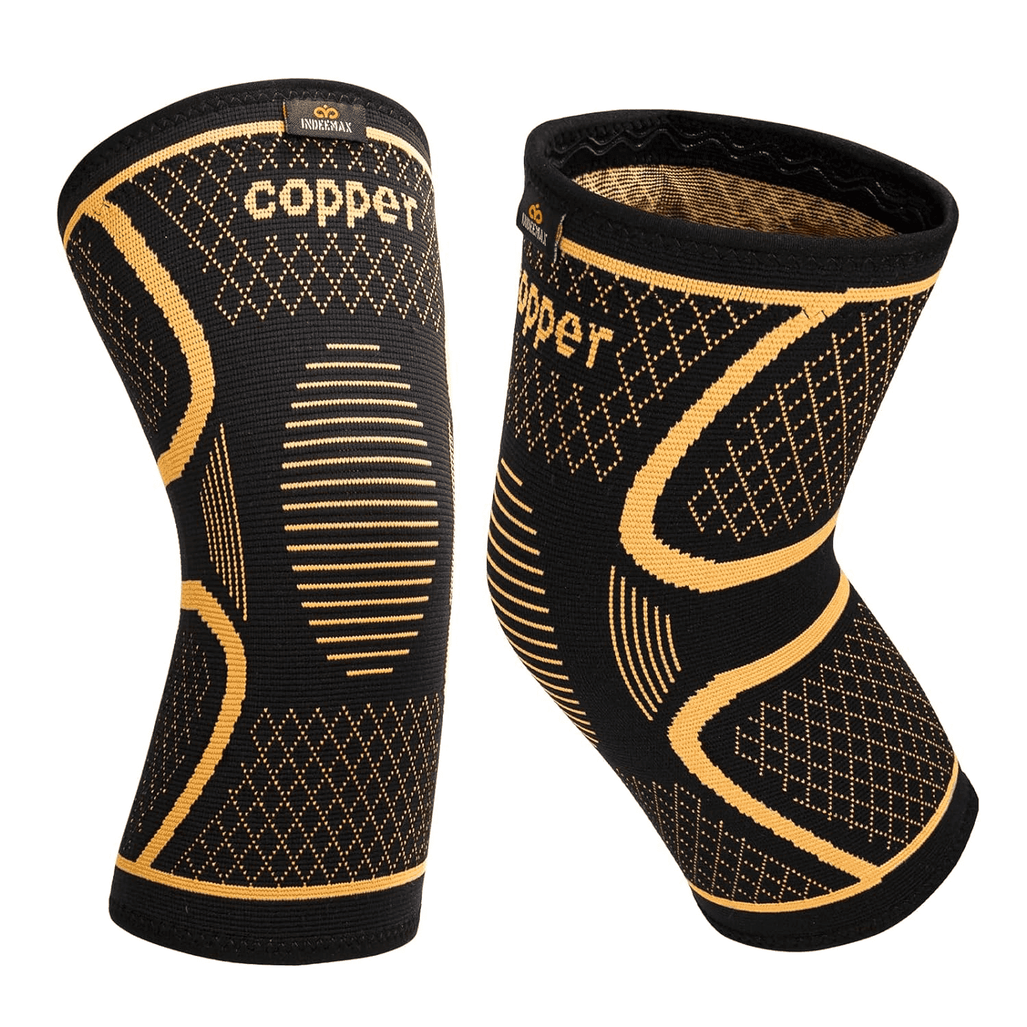 Copper Knee Support For Women/Men 2 Pack - Best Knee Brace Compression Sleeve Support For Arthritis, Knee Pain, Meniscus Tear, ACL, MCL, Joint Pain Relief, Running, Sports, Squats, Multicolor, M