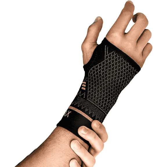INDEEMAX Copper Wrist Compression Sleeve 1 Pair, Comfortable Hand Brace Support for Arthritis, Tendonitis, Sprains, Workout, Carpal Tunnel - Left & Right - Women and Men