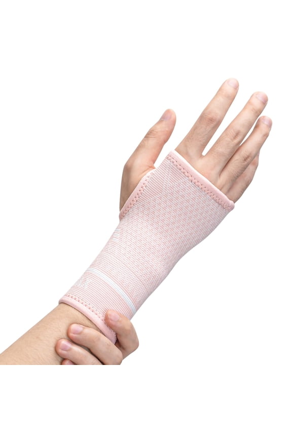 Copper Wrist Compression Sleeve 1 Pair, Comfortable Hand Brace Support for Arthritis, Tendonitis, Sprains, Workout, Carpal Tunnel - Left & Right - Women and Men (Pink, S)
