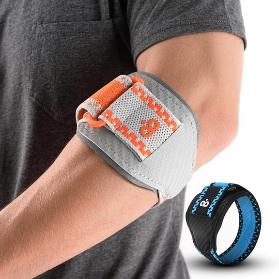 INDEEMAX Tennis Elbow Brace for Men Women for Tendonitis,Tennis Elbow Strap with Compression Pad for Pain Relief,Adjustable Forearm Brace for Tennis & Golfers Elbow,Orange Grey