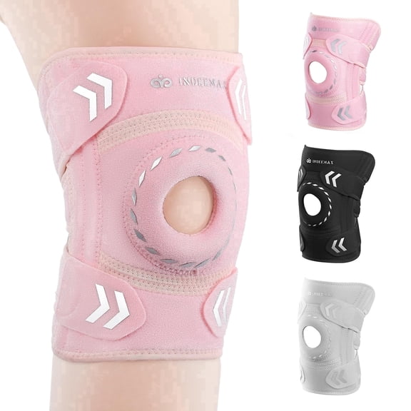 INDEEMAX Adjustable Compression Knee Braces for Sport, Pink, One Size