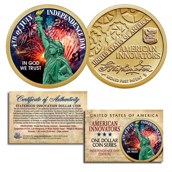 INDEPENDENCE DAY July 4th - 2018 1st Release American Innovation $1 Dollar Coin