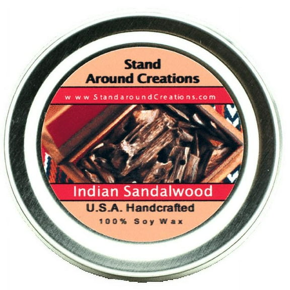 INDIAN SANDALWOOD TIN 4-OZ. ALL NATURAL SOY CANDLE