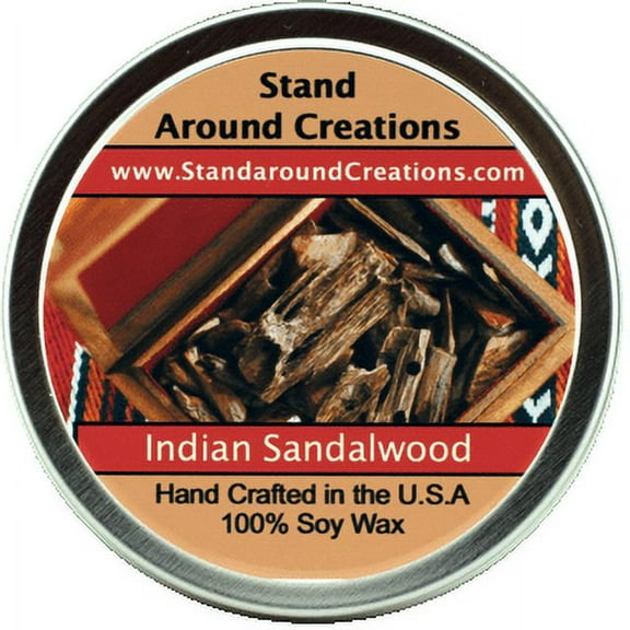 INDIAN SANDALWOOD TIN 8-OZ. ALL NATURAL SOY CANDLE