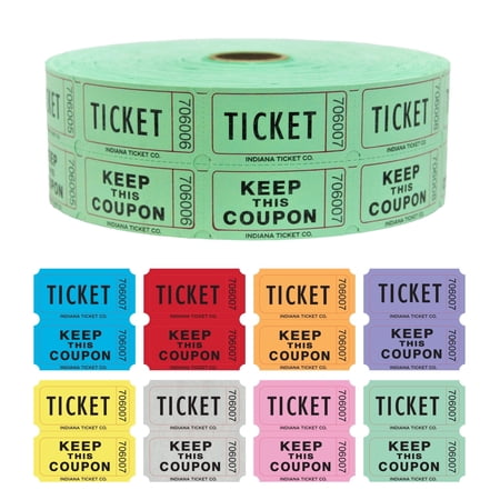 INDIANA TICKET CO. Raffle Ticket Rolls Double Roll, 2,000 Tickets, Green
