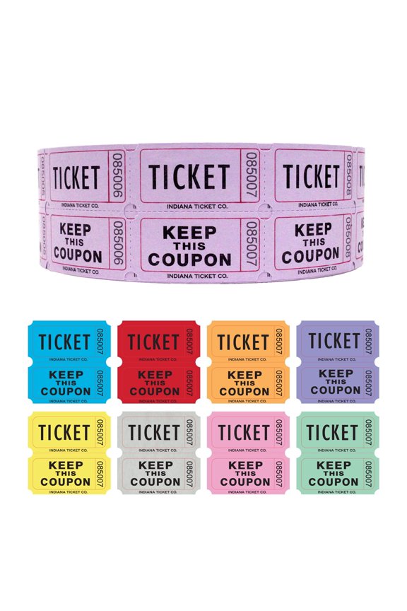 Raffle Ticket Rolls Double Roll, Purple, 2,000 Tickets