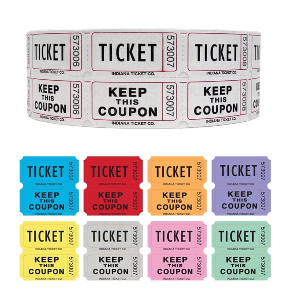 INDIANA TICKET CO. Raffle Tickets Double Roll White 2,000 Tickets