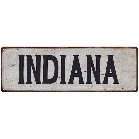 INDIANA Vintage Look Rustic Metal 8x24 Sign City State 108240041093