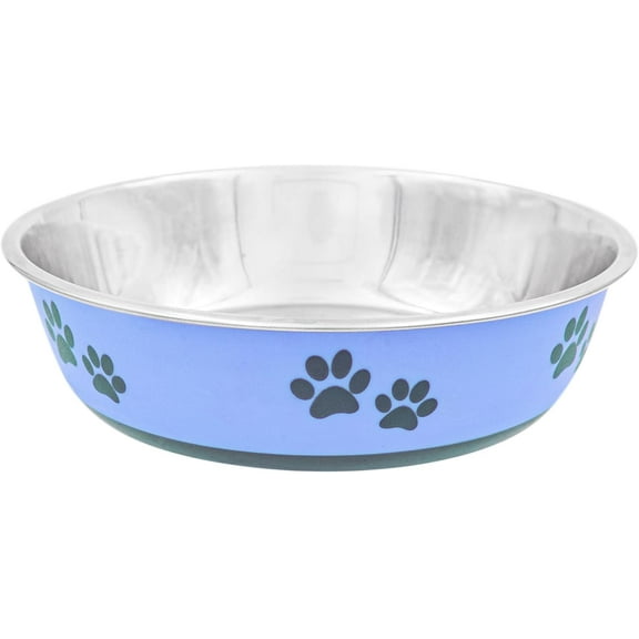 INDIPETS Buster Bowl Collection: Non-Skid Pet Water and Food Bowl | 52 oz, 8-1/4 Inches, Large, Maya Blue (PN: 800453)