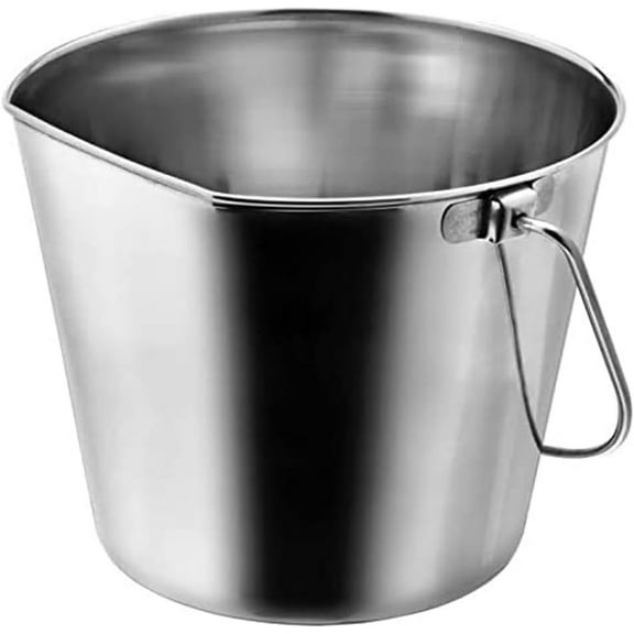 INDIPETS Heavy Duty Flat Sided Pail with No Hooks: Pet Water and Food Bowl | 1 Quart, Stainless Steel (PN: AW800106A)