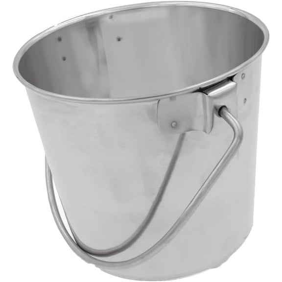 INDIPETS Heavy Duty Pail: Pet Water and Food Bowl | 4 Quart, Stainless Steel (PN: AW800101)