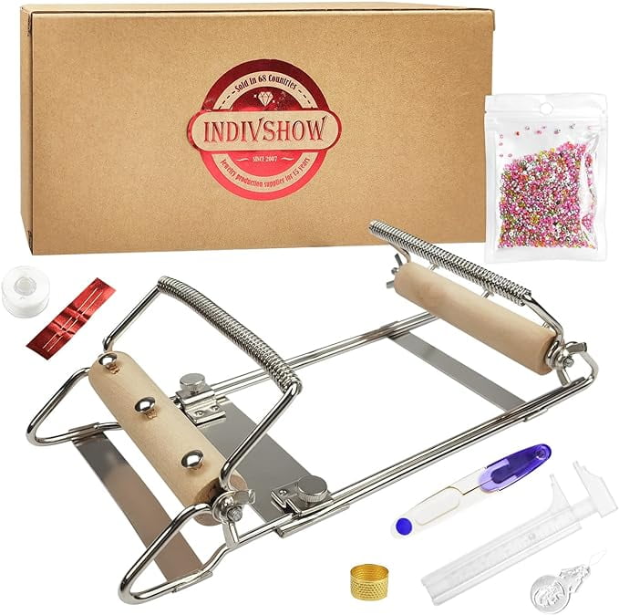INDIVSHOW Adjustable Bead Loom,Seed Bead Loom Kit includes Thread