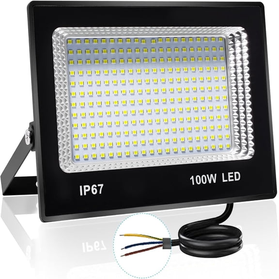 INDMIRD 1 Pack LED Flood Light, 100W Security Light Outdoor Indoor, 10000 Lumens 6500K Super Bright Exterior Lighting Fixture, IP66 Waterproof for Patio, Garden, Back Yard, Lawn, Barn, Playground