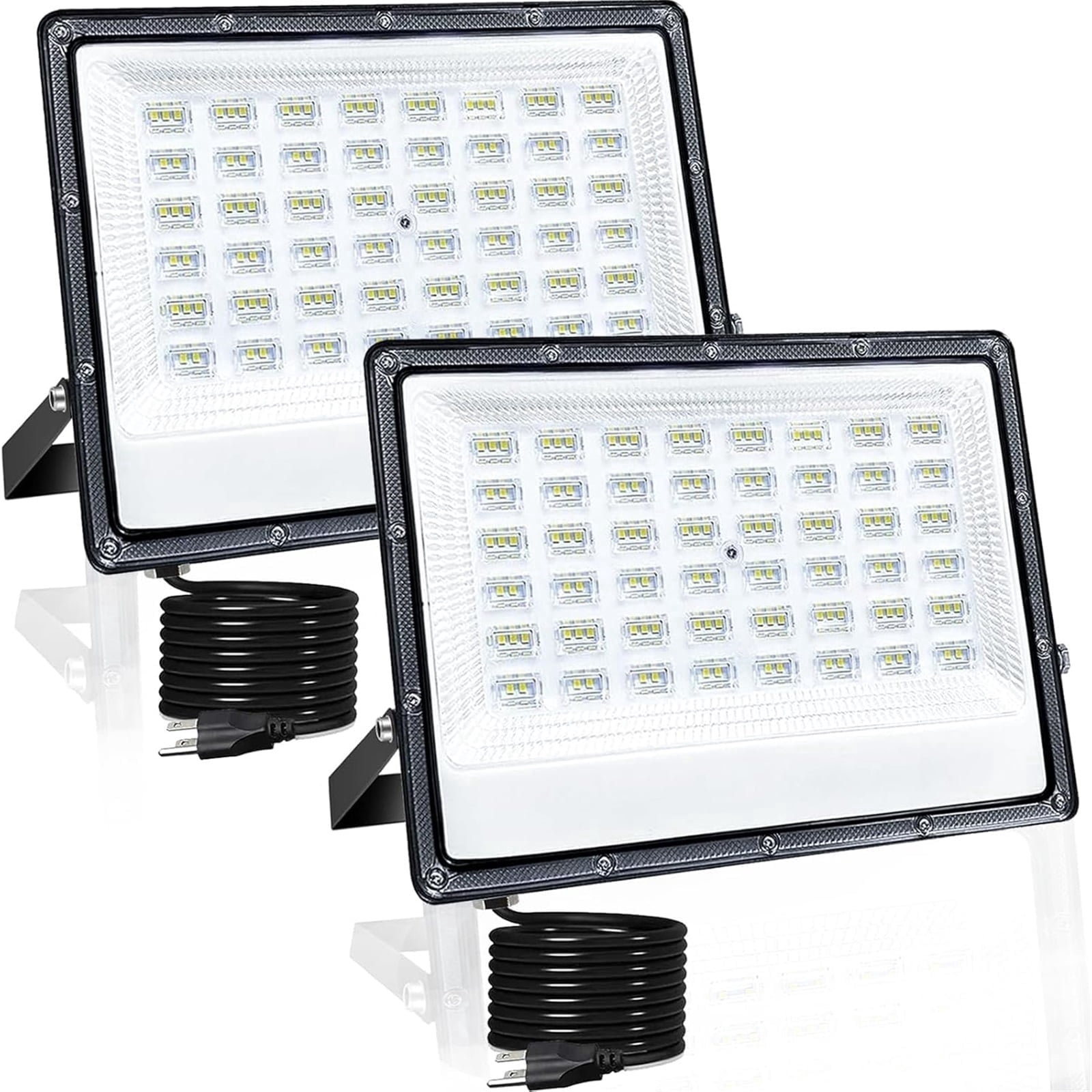Indmird 2 pack 100W Outdoor LED Floodlight, IP66 Waterproof, 6500K 10000LM White Light, for Garage, Patio