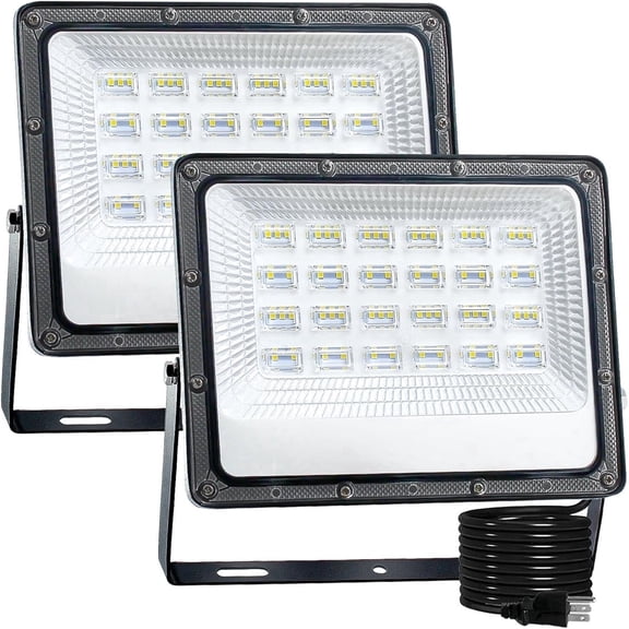 Indmird 2 pack 50W Outdoor LED Floodlight, IP66 Waterproof, 6500K 5000LM White Light, for Garage, Patio