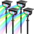 thumbnail image 1 of INDMIRD 4 Pack RGB LED Solar Garden Spotlights with Ground Spike, 5 Modes Color Changing, Twilight Sensor, IP65 Waterproof Solar Lamps Outdoor for Patio,Walkway,Landscape Lighting, 1 of 6