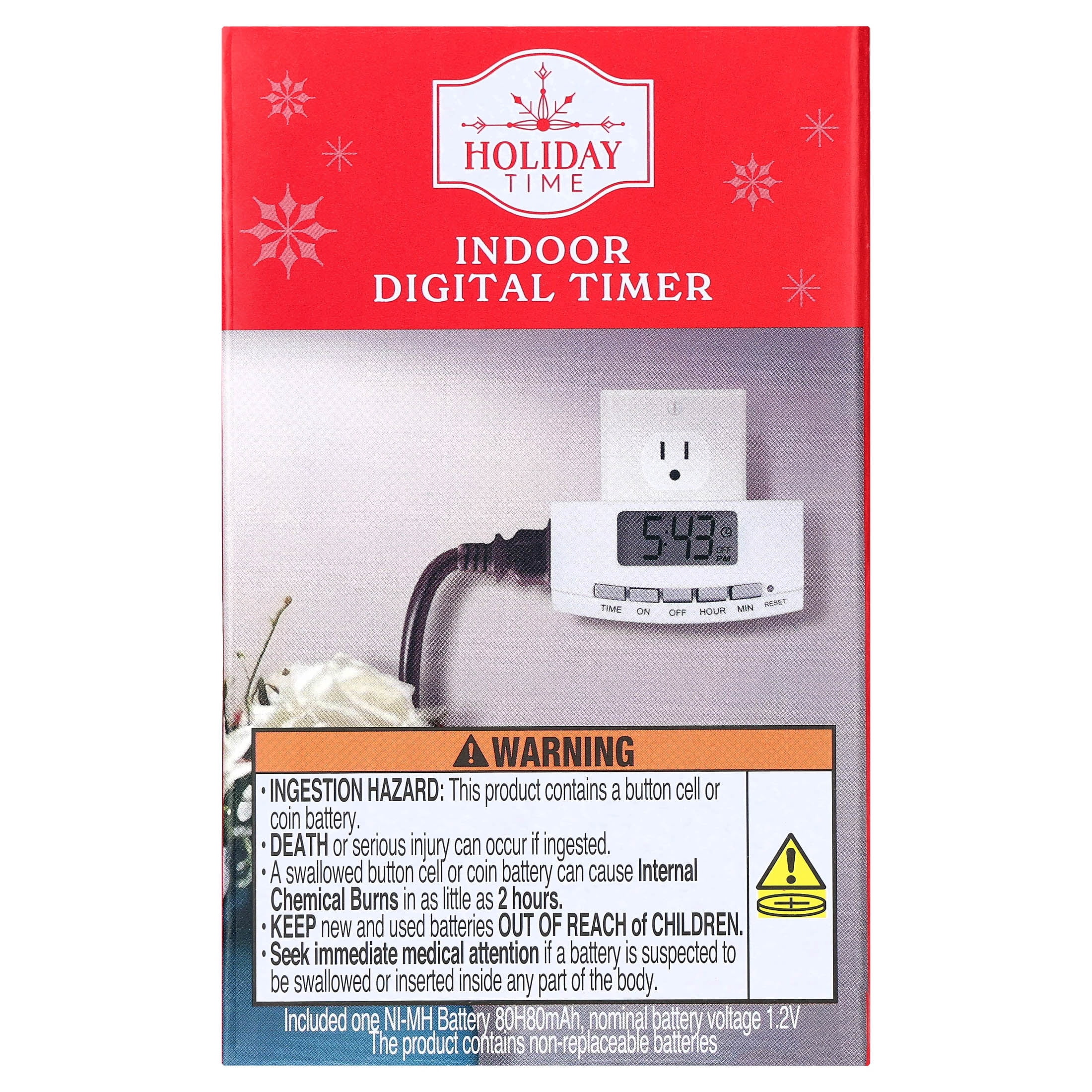 Indoor Digital Timer, White, by Holiday Time
