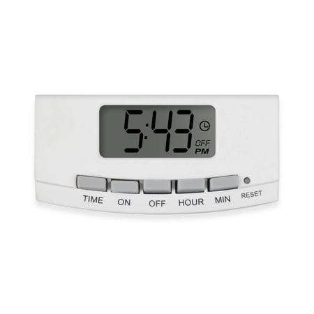 Indoor Digital Timer for Lights with LCD Display and Polarized Outlet, White, by Holiday Time