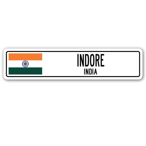 INDORE INDIA Street Sign Indian flag city country road wall gift