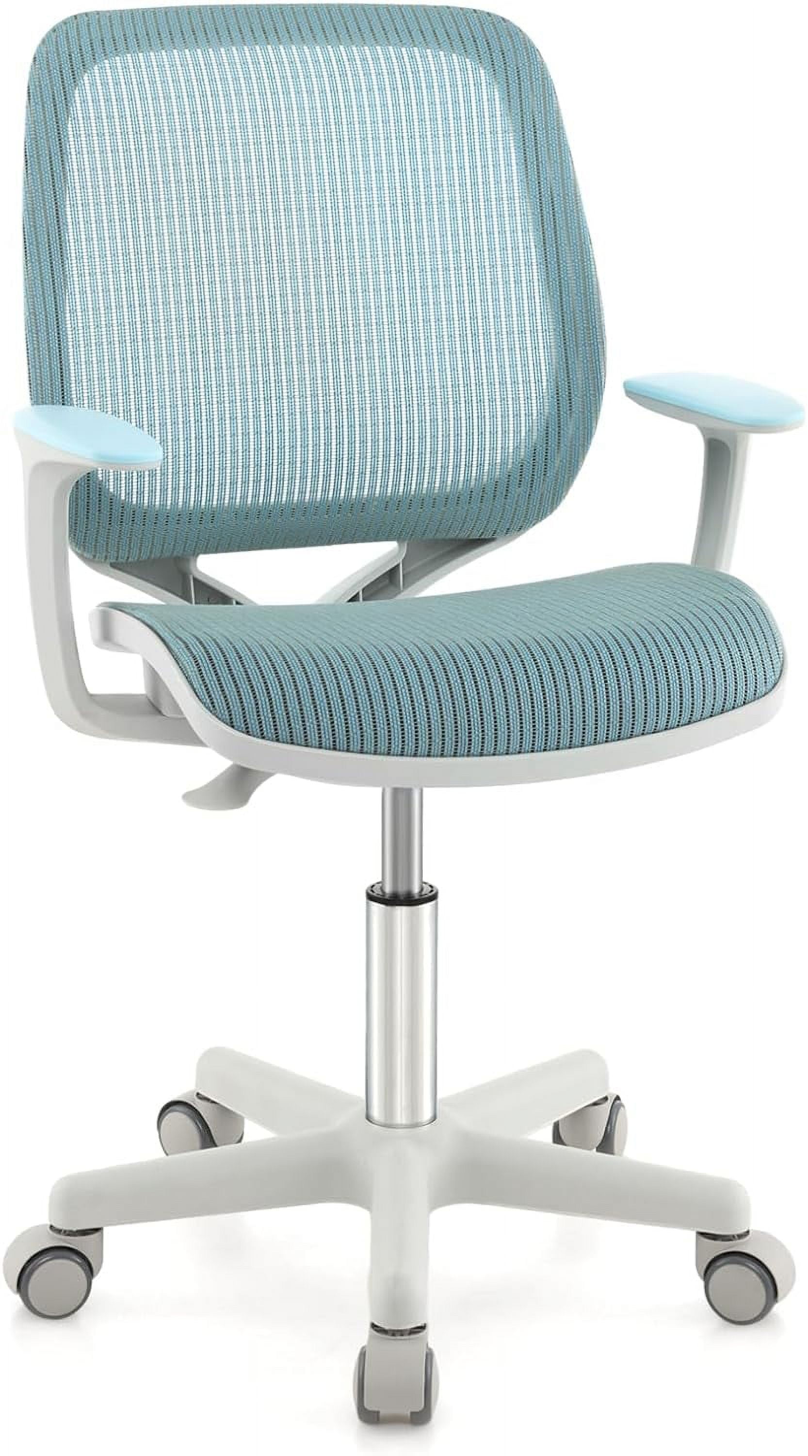 Blue Adjustable Mesh Kids Swivel Desk Chair with Fixed Arms