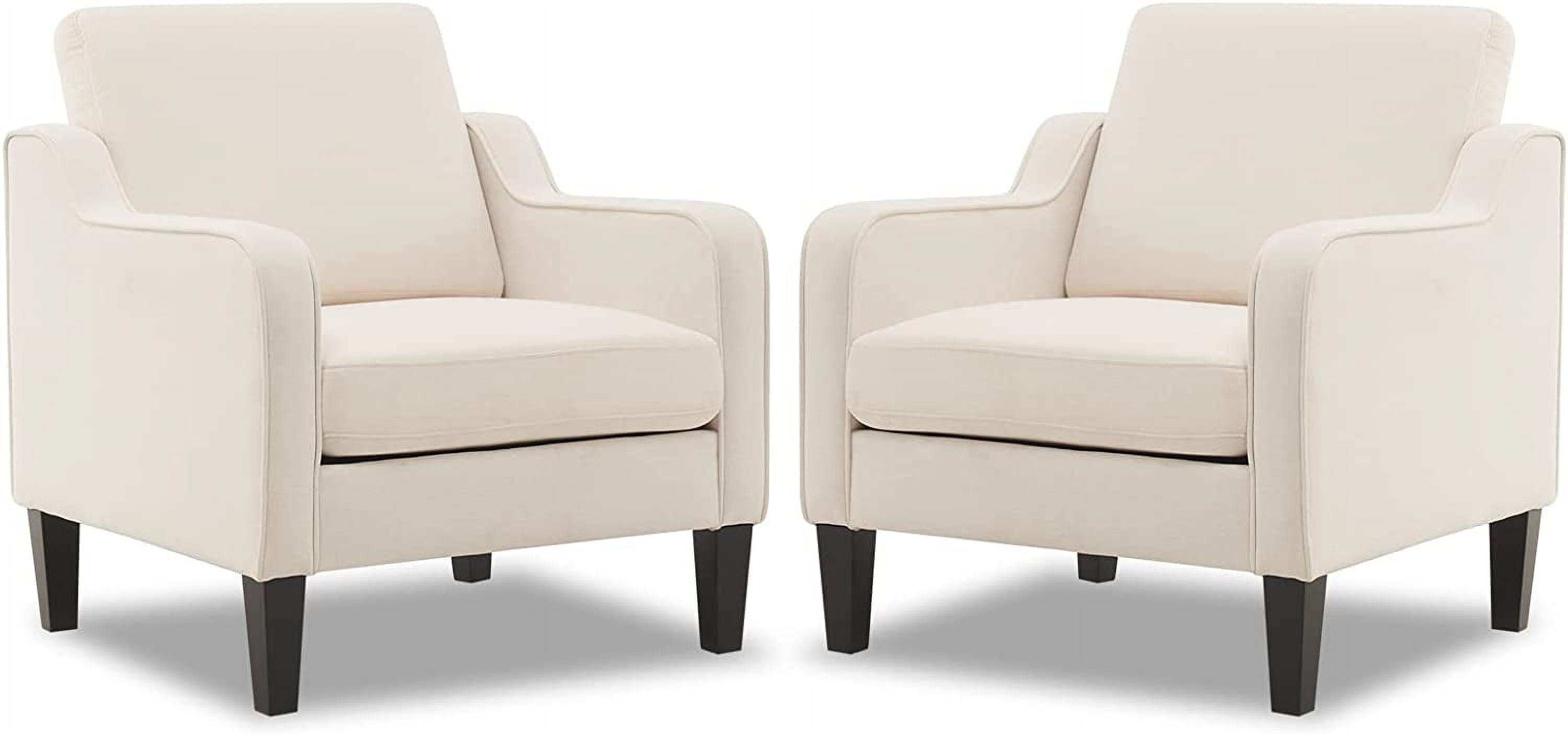 INDSUMOT Modern Accent Chairs Set of 2,Comfy Beige Armchair for Bedroom ...