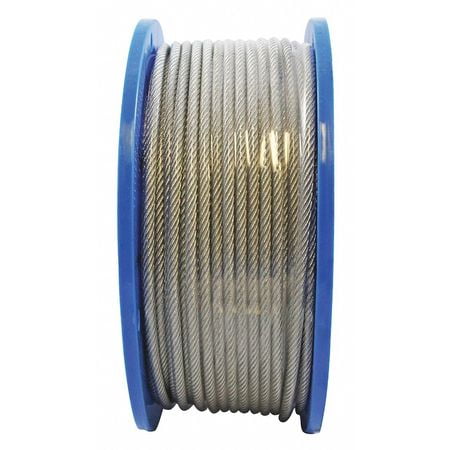 INDUSCO 20500791 Cable,1/8",7x19",3/16",250ft,Clear,VcGac