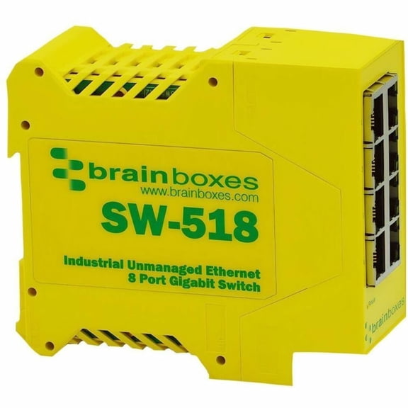Brainboxes SW-518 Industrial 8 Port Gb Ent Switchperp Din Rail Mountable +5v To +30v Dc