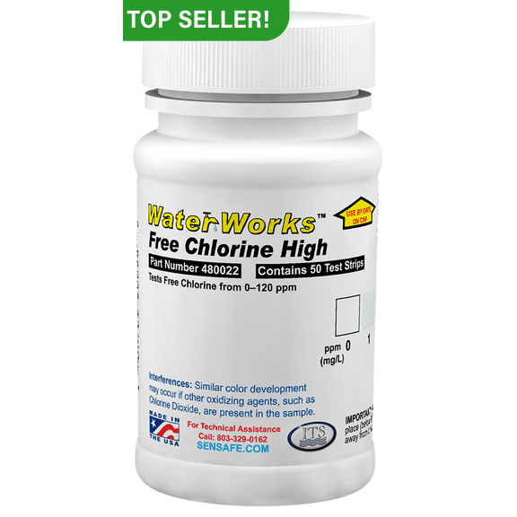 INDUSTRIAL TEST SYSTEMS 480022 Test Strips,Free Chlorine,1-120ppm,PK50
