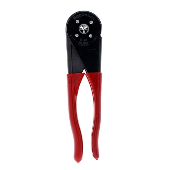 INDUSTRIES INC. C24 Four-Way Crimp Tool Spring Loaded, Fingertip Adjustment Wire Crimper for Two Connector Sizes
