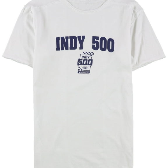 Indy 500 Mens Distressed Graphic T-Shirt, White, Small