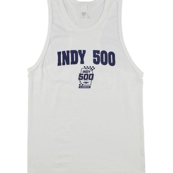Indy 500 Mens Logo Print Tank Top, White, Small