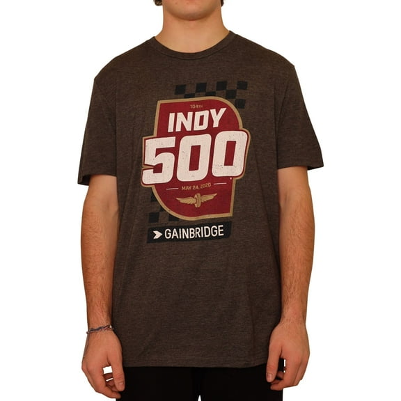 Indy 500 Mens Shield & Racecar Graphic T-Shirt, Grey, Large