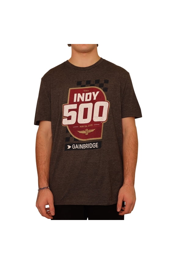 Mens Shield & Racecar Graphic T-Shirt, Grey, Large