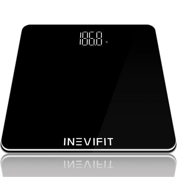 INEVIFIT Bathroom Scale, Highly Accurate Digital Bathroom Body Weight Scale, Precisely Measures Weight up to 400 lbs - Black