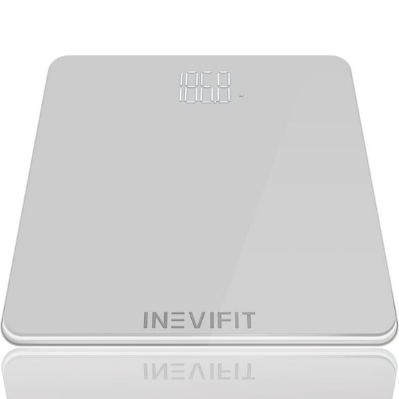 INEVIFIT Bathroom Scale, Highly Accurate Digital Bathroom Body Weight Scale, Precisely Measures Weight up to 400 lbs - Silver