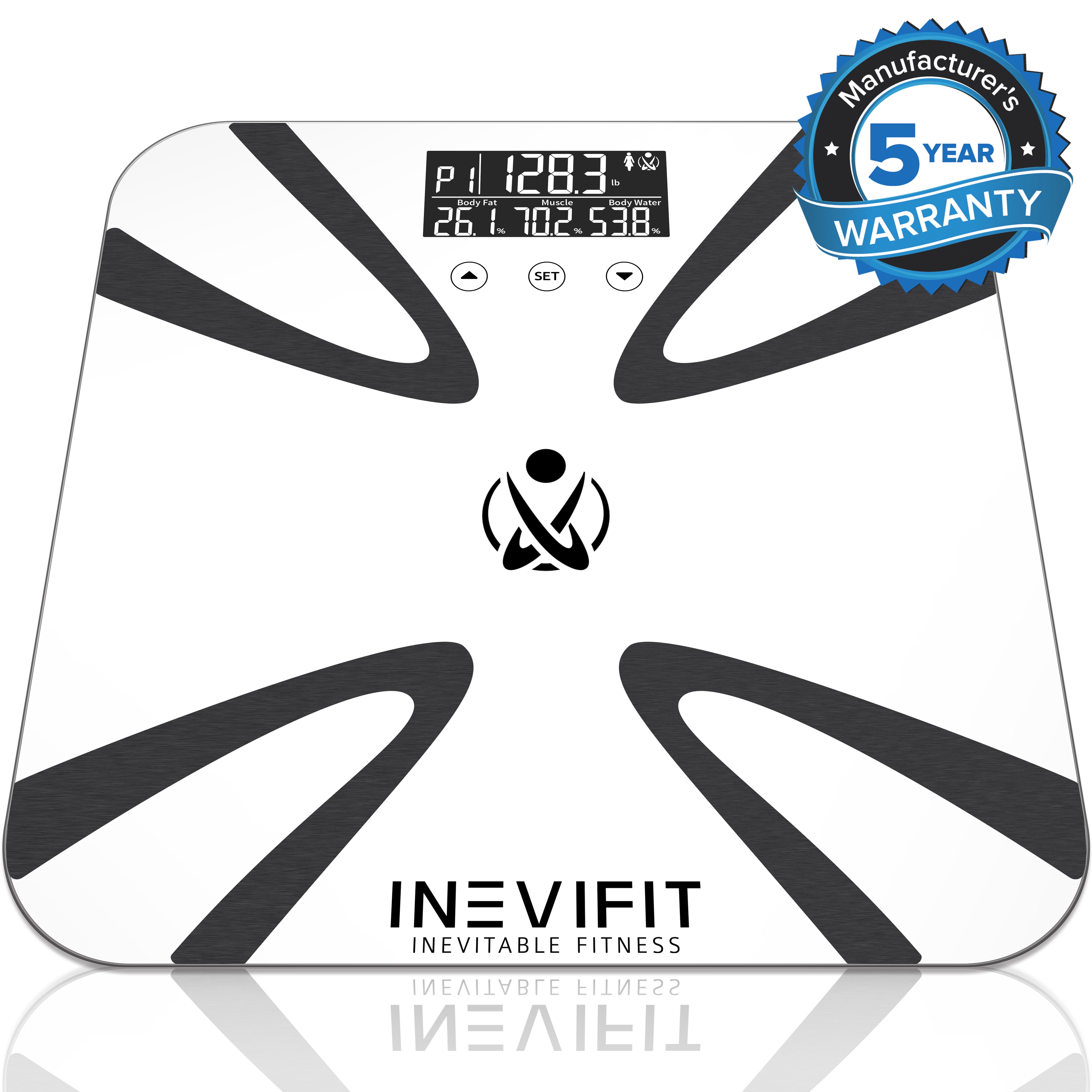 INEVIFIT Body Fat Scale with Digital Body Composition Analyzer, Body Weight, BMI & more - White
