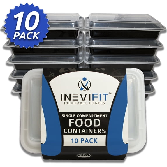 INEVIFIT Meal Prep Single Compartment BPA FREE, Premium Food Storage Containers, Durable & Reusable, 28 oz. Stackable 10 Pack, Microwaveable & Dishwasher Safe, Leak Resistant Bento Lunch Box