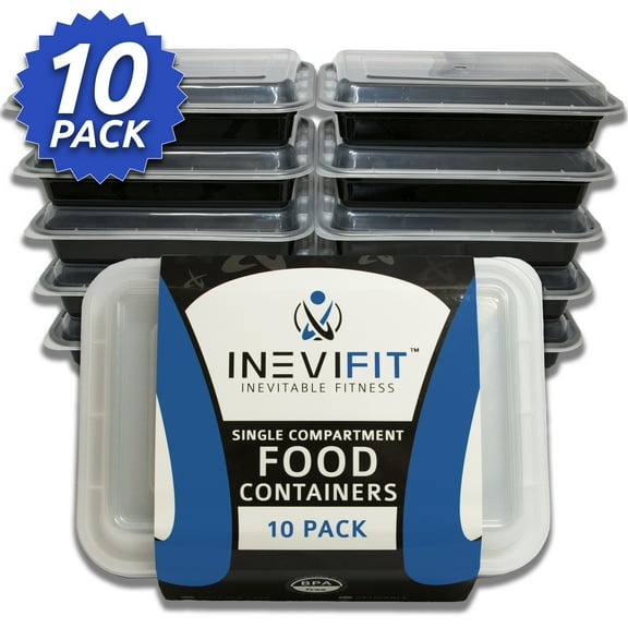 INEVIFIT Meal Prep Single Compartment BPA FREE, Premium Food Storage Containers, Durable & Reusable, 28 oz. Stackable 10 Pack, Microwaveable & Dishwasher Safe, Leak Resistant Bento Lunch Box