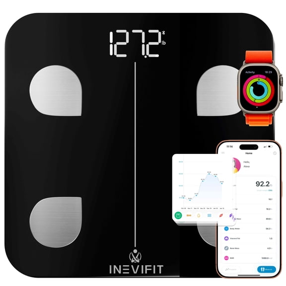 INEVIFIT Smart Body Composition Scale with Bluetooth and Free Tracking INEVIFIT APP - Black