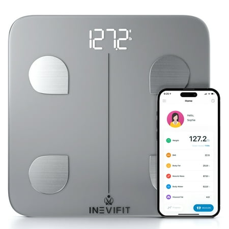 INEVIFIT Smart Body Composition Scale with Bluetooth and Free Tracking INEVIFIT APP - Silver