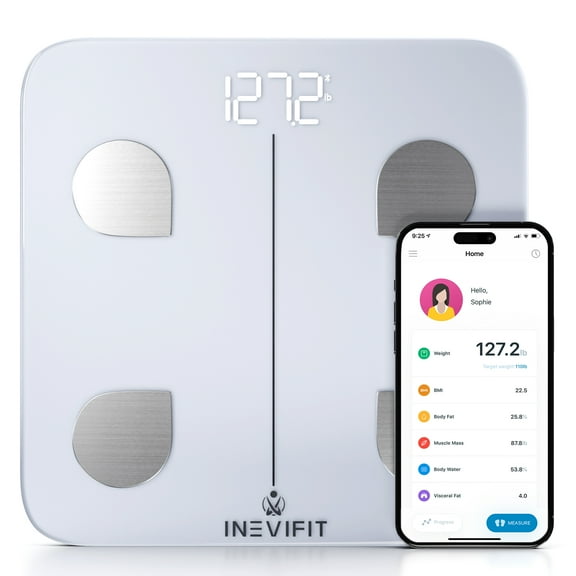 INEVIFIT Smart Body Composition Scale with Bluetooth and Free Tracking INEVIFIT APP - White