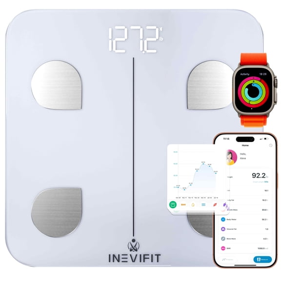 INEVIFIT Smart Body Composition Scale with Bluetooth and Free Tracking INEVIFIT APP - White