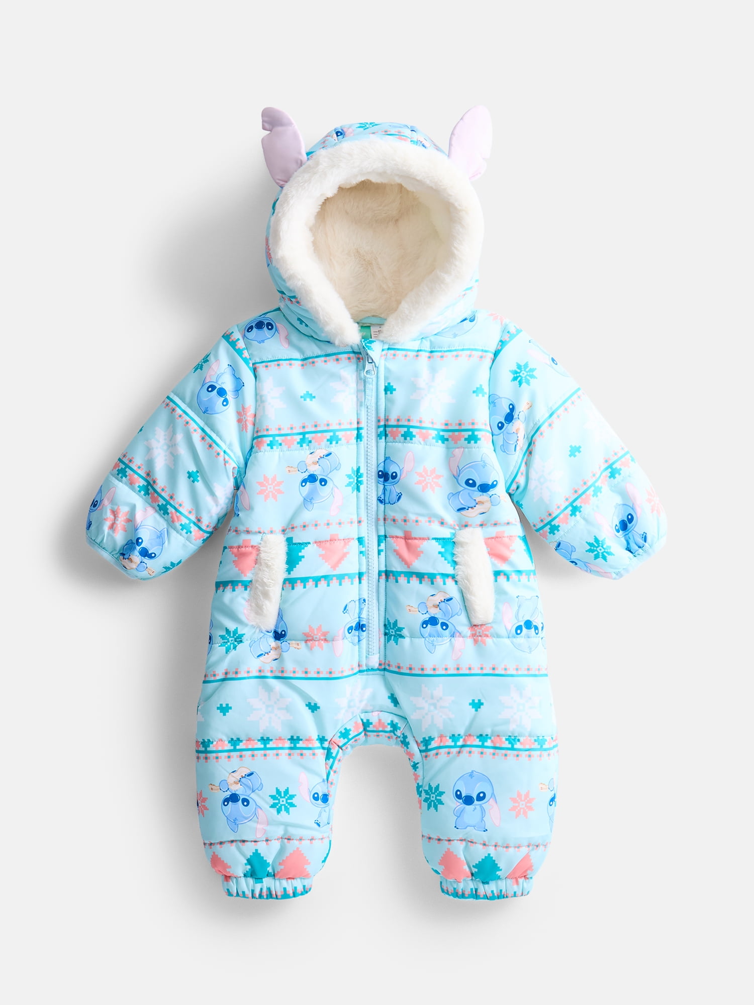 Disney Stitch Baby Boys Printed Pram with Hood, Size 0/3M-6/9M