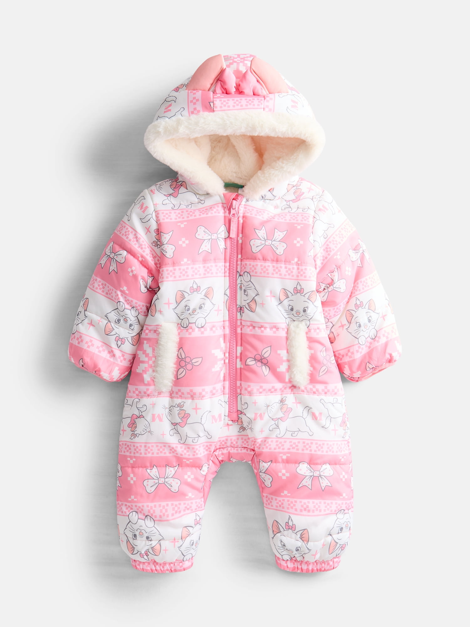 The Aristocats Baby Girls Hooded Fleece Lined Bodysuit, Sizes 0/3M-6/9M
